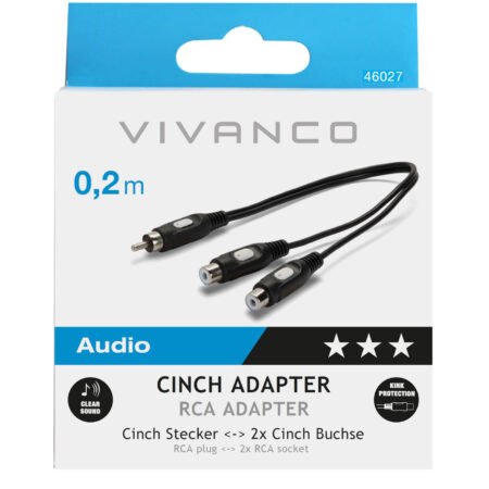 Y adapter RCA / 2 x RCA, 0,2m , Vivanco 46027